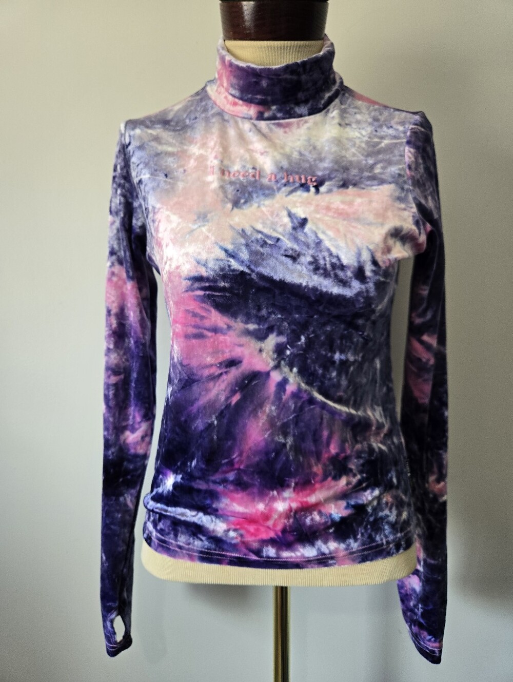 Teddy Fresh Purple Pink Tie-Dye Velvet Top. Size M
